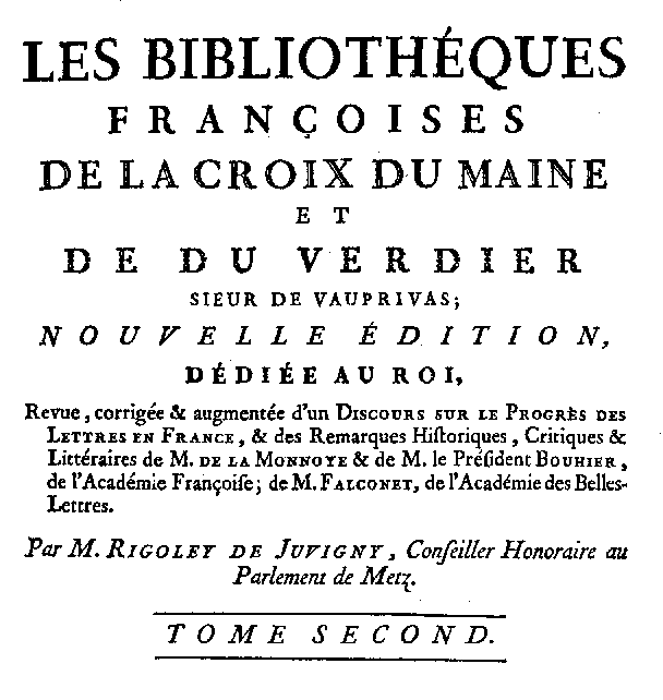 La Croix du Maine et Du Verdier